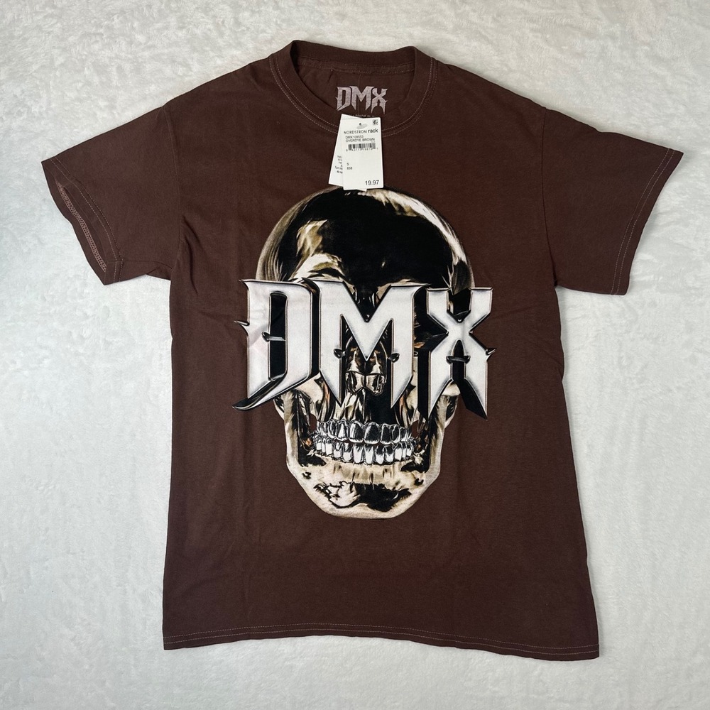 NWT DMX Graphic T-Shirt Overdye Brown Skull Logo Hip Hop Rap Tee DMX Small